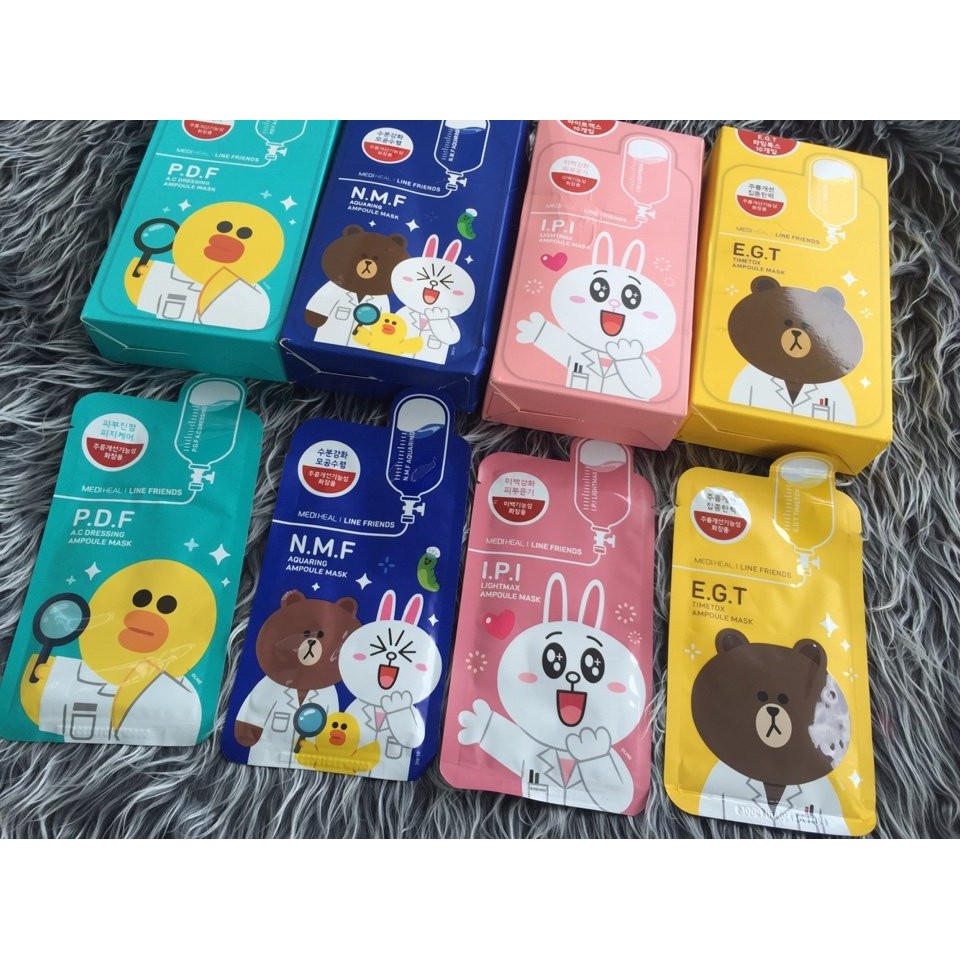 Combo 5 gói mặt nạ Mediheal Line Friends Hàn Quốc.