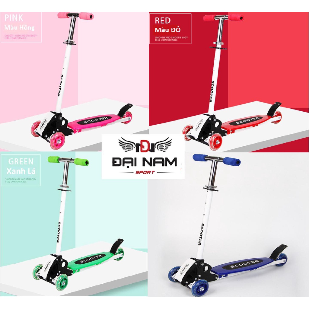 Xe Trượt Scooter 3 Bánh Phát Sáng Khung Thép Điều Chỉnh Hướng + Tặng Kèm Bộ Bảo Hộ