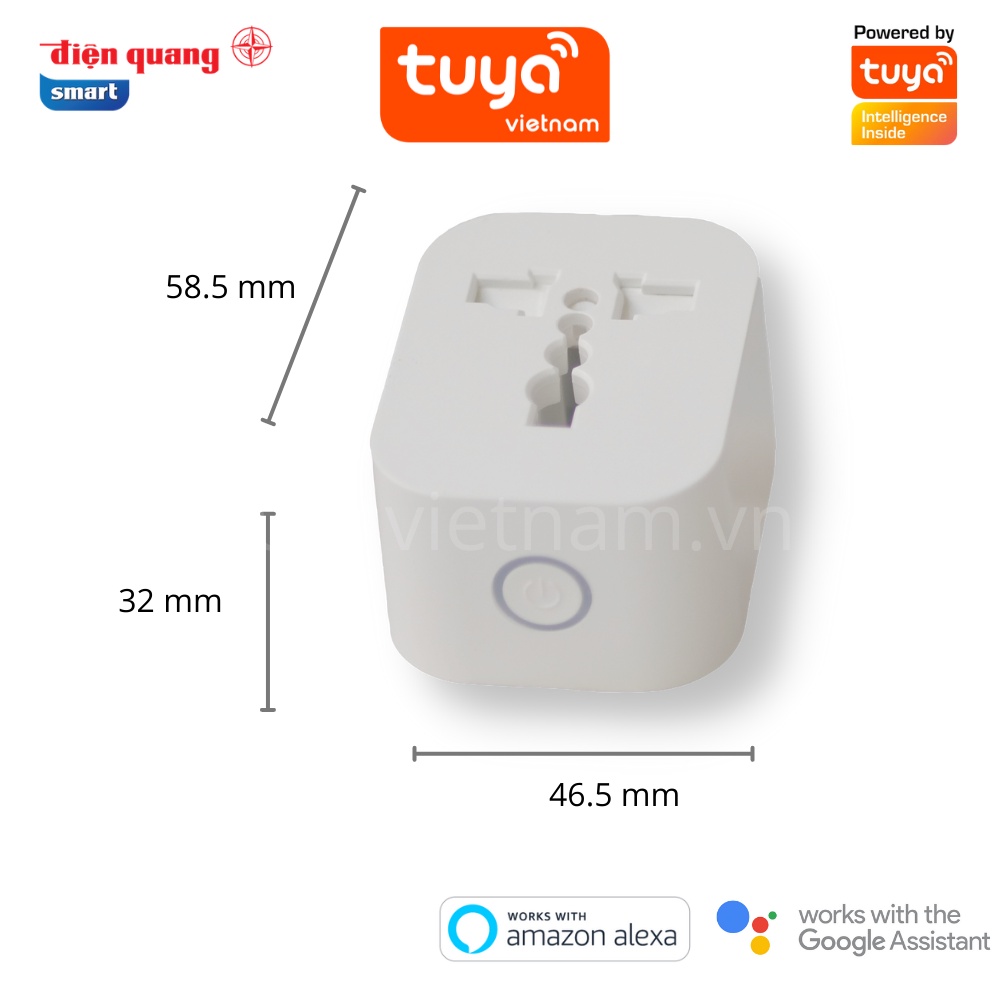 Ổ Cắm Thông Minh Wifi 10A Điện Quang, Điều Khiển Qua App + Giọng Nói, Hẹn Giờ, BH 1 Năm Apollo ĐQ SP1.1 01