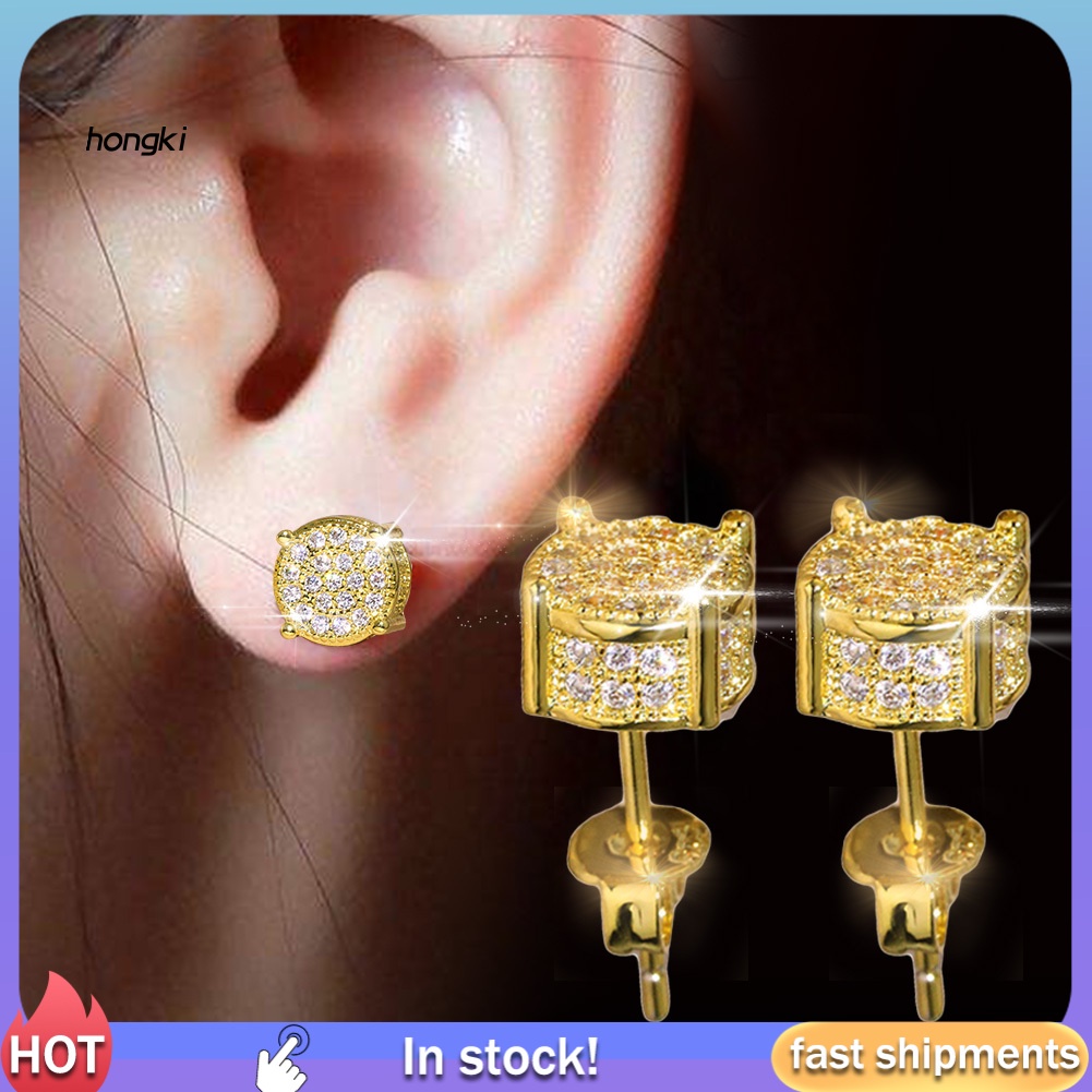 Bông Tai Tròn Đính Đá Thời Trang Cho Nữ