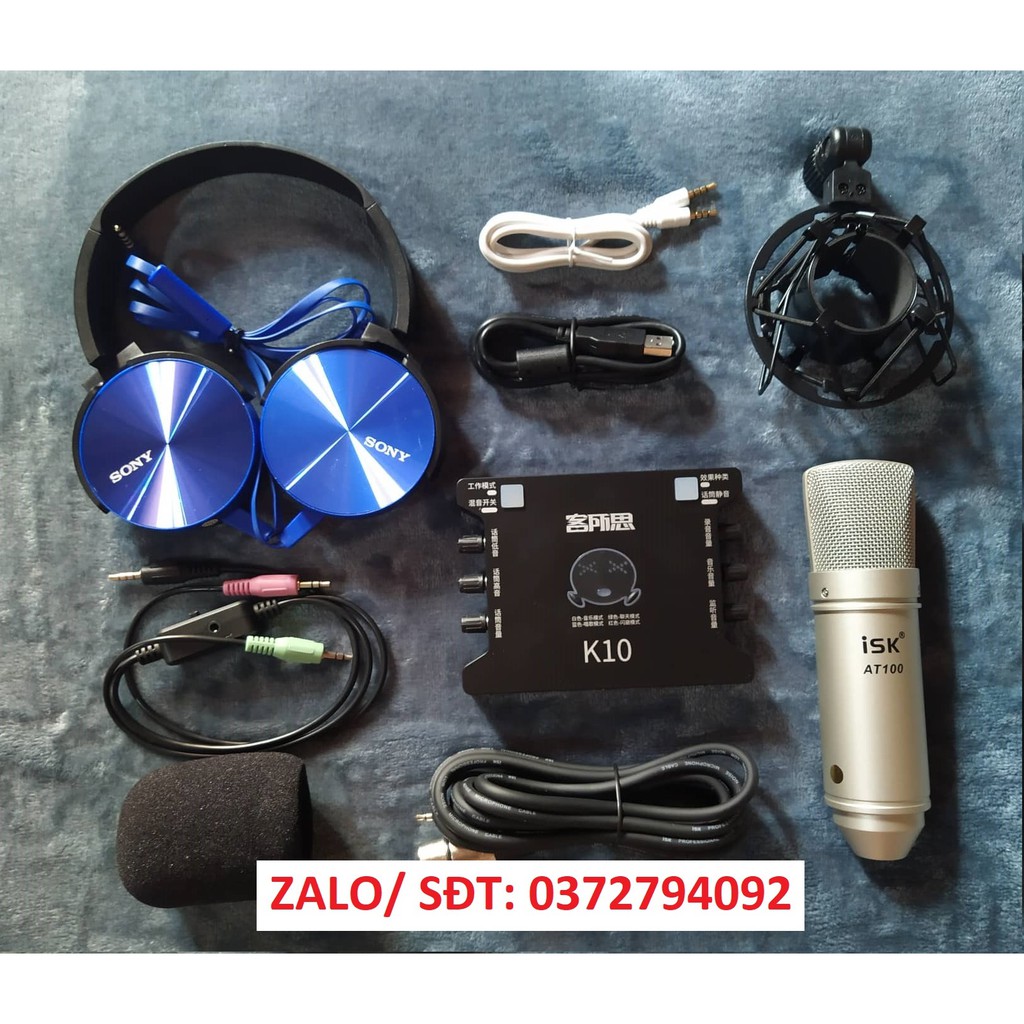 Combo mic ISK AT-100 và sound card XOX K10 tai nghe MDR-XB450