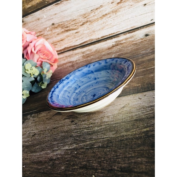 GỐM NHẬT - CHÉN NHỎ, ĐĨA MEN LAM/ CHÉN CHẤM HOA