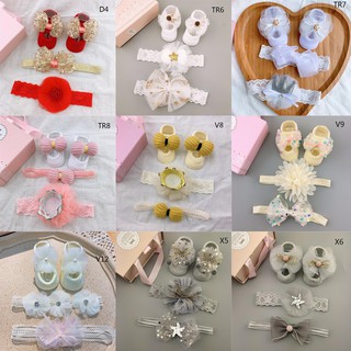 Set băng đô và giày tất cho bé full box