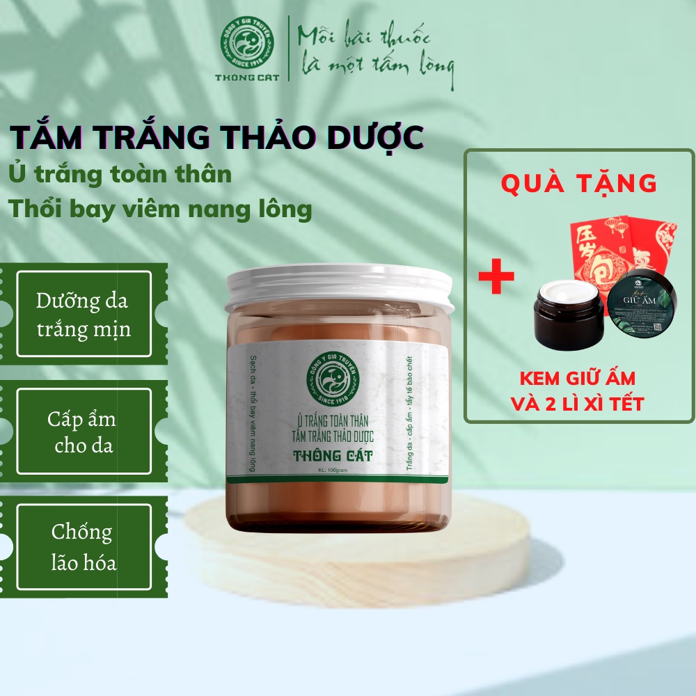 Bột tắm trắng thảo mộc Đông Y Gia Truyền thông Cát (Since 1918) dưỡng da trắng sáng sau 1 tuần sử dụng