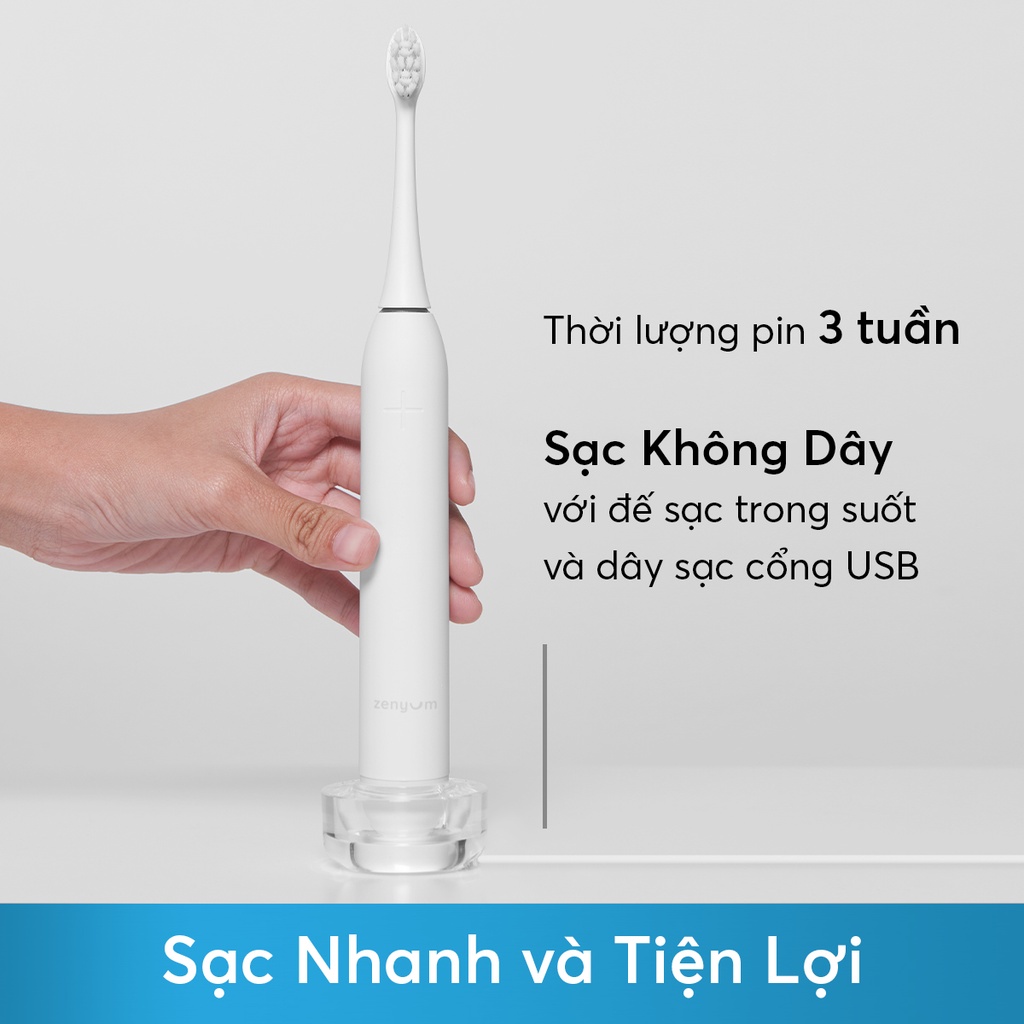 Combo 3 Bàn Chải Đánh Răng Điện ZENYUM Sonic kèm Sạc Không Dây - Singapore