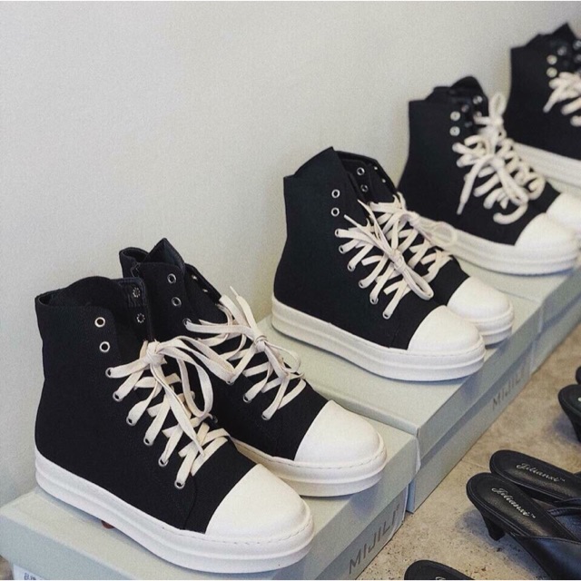 FREESHIP_Giày thể thao cao cổ chất vải đế ngà (ảnh thật) FULL BOX