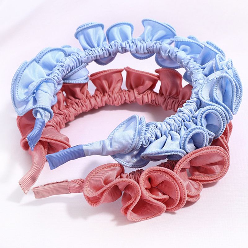 Băng Đô Cài Tóc Xếp Ly Nhún Bèo Màu Sắc Ngọt Ngào Phong Cách Cổ Điển Thời Trang Cho