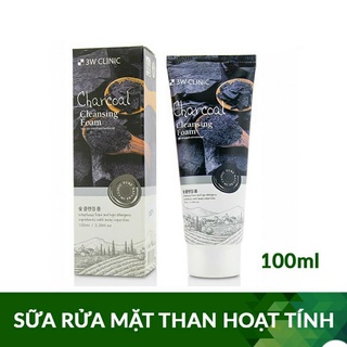 Sữa rửa mặt than hoạt tính 3w clinic charcoal cleansing foam 5.0
