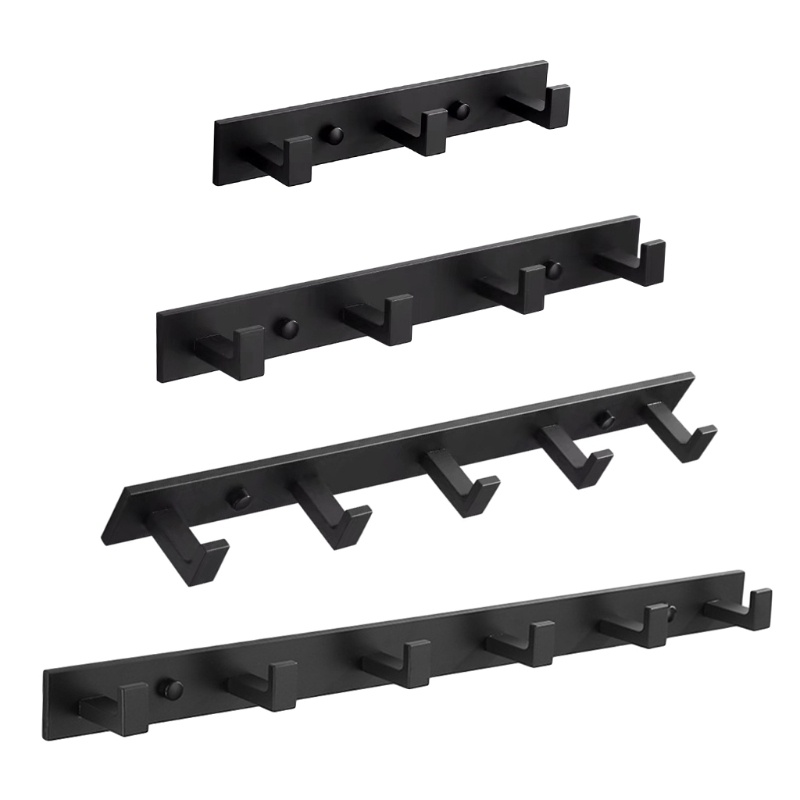 Giá Treo Khăn / Quần Áo 3 / 4 / 5 / 6 Móc Nhôm Dày Màu Đen Tiết Kiệm Không Gian