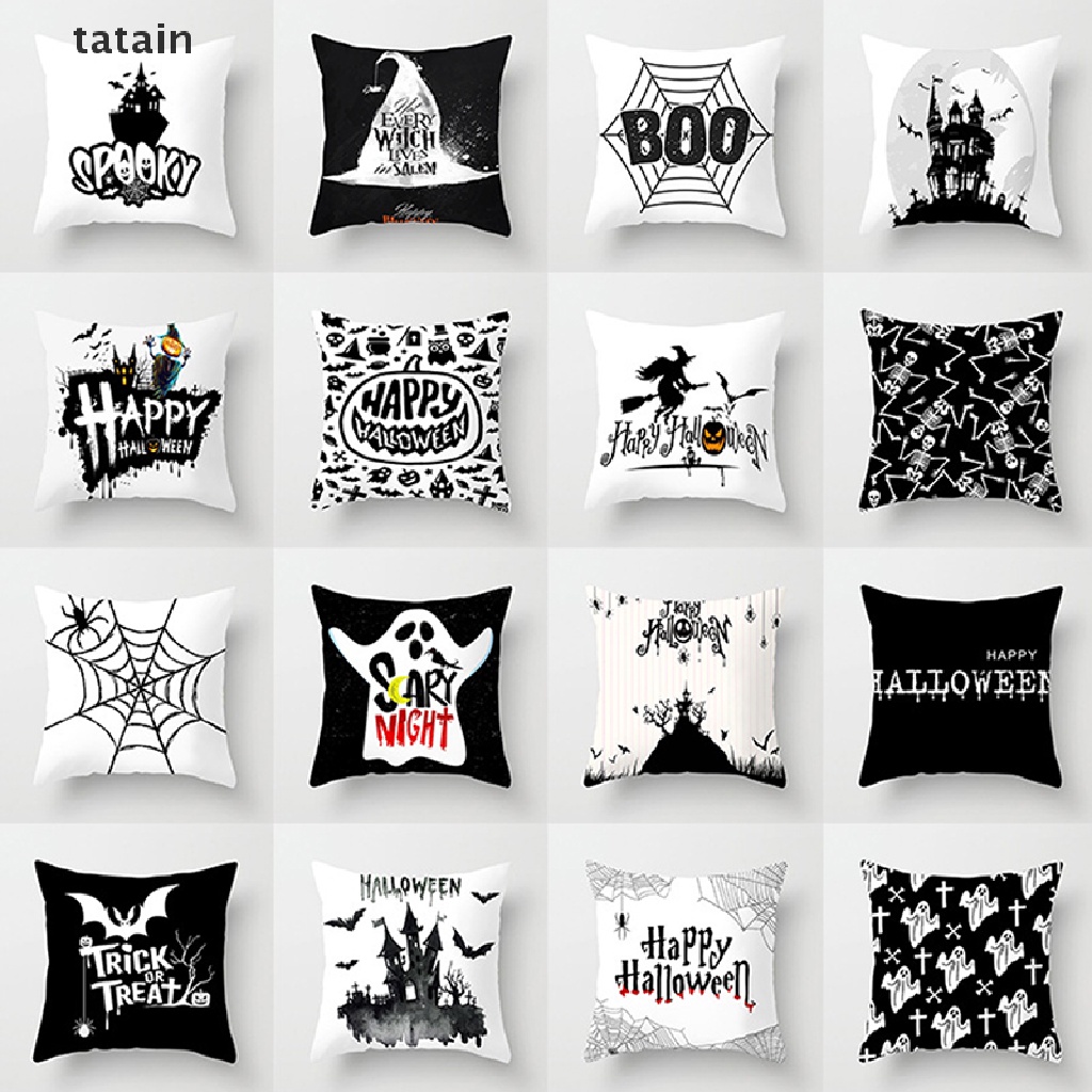 [TAT] Black White Geometric Cushion Cover Polyester Throw Pillow Case Sofa Pillowcase CVX