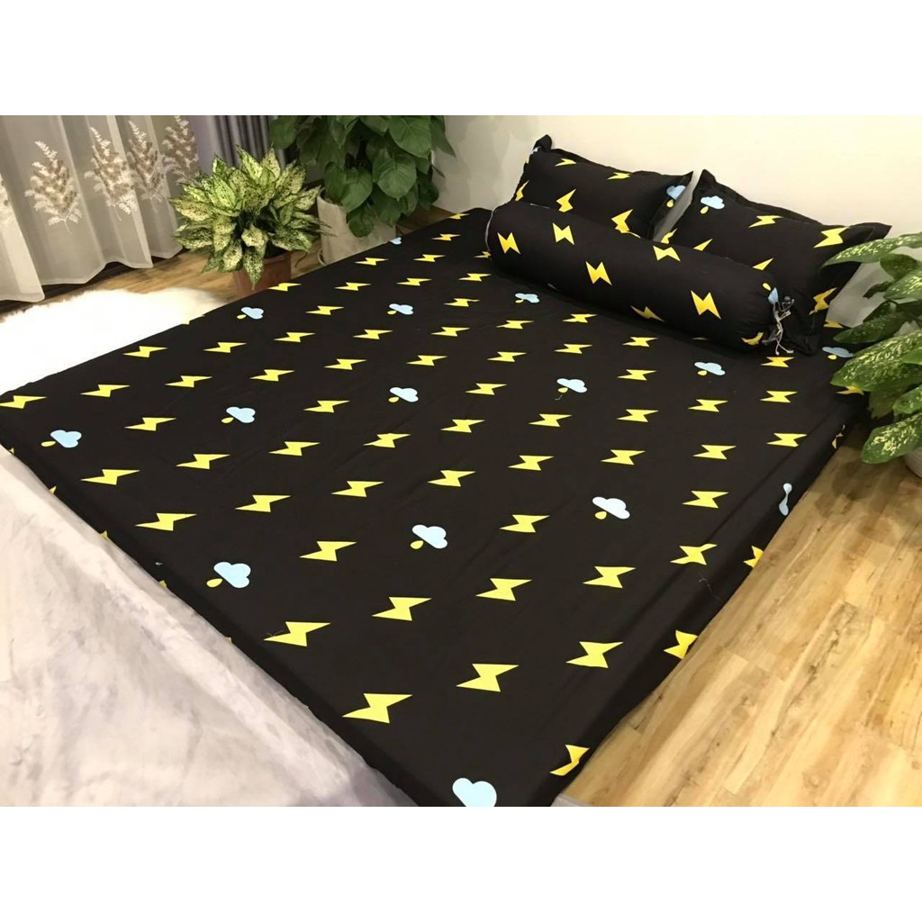 Bộ ga chun và 2 áo gối nằm Emmidecor-  mẫu Tia chớp, drap cotton poly