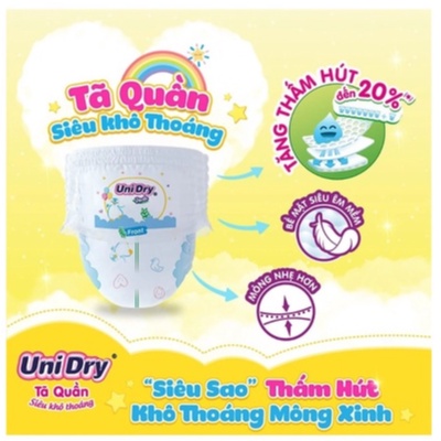 Tã quần siêu khô thoáng UniDry M74/ L68/ XL62/ XXL56