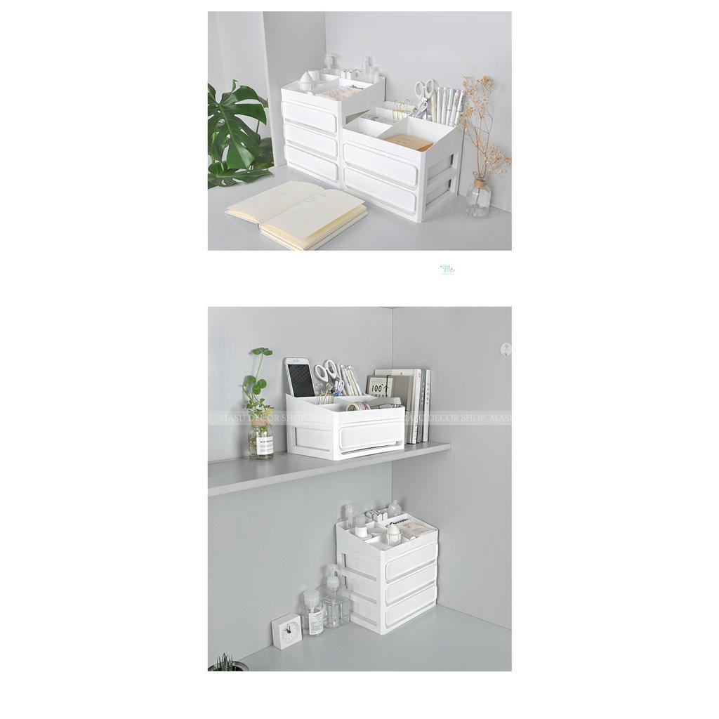 Kệ bút 2 tầng - 3 tầng màu trắng + tặng sticker decor kệ