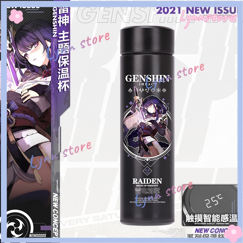 Cốc Giữ Nhiệt Chân Không Bằng Thép Không Gỉ Họa Tiết Game Genshin Impact Venti Paimon GanYu Klee Diluc Zhongli Keqing