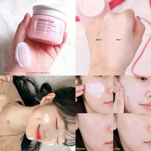 Sample kem dưỡng trắng hồng nâng tone  Innisfree Tone up Cream 1ml