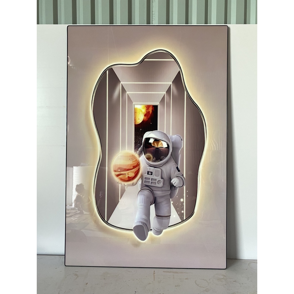 KT 60x90cm, Tranh Tráng Gương Gấu Phi Hành Gia/ Bearbrick/ Tranh Treo Tường /Game/ Gaming / RObot /Tranh Trang Gương