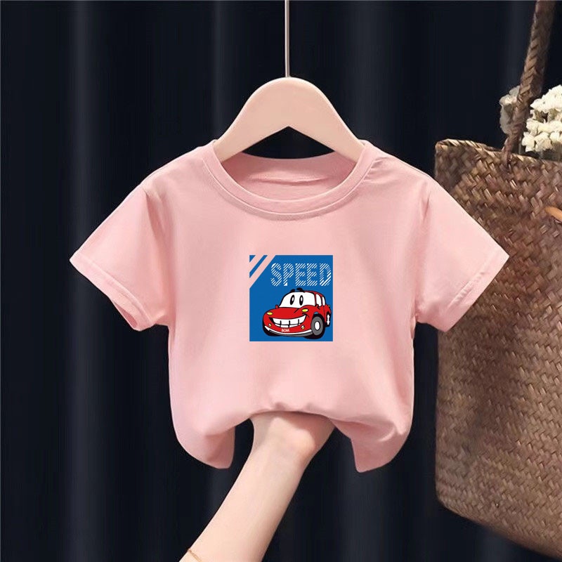 Áo Thun 100% Cotton Tay Ngắn Thoáng Khí In Họa Tiết Hoạt Hình Thời Trang Mùa Hè Cho Bé