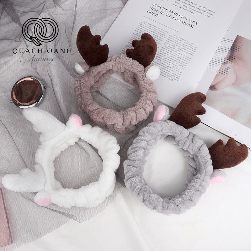 Băng đô sừng hươu vải nhung mềm mại, dễ thương - BD65