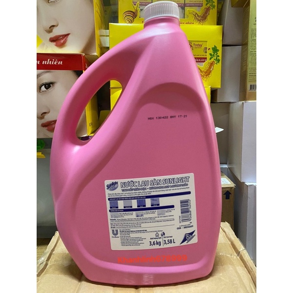 Nước lau sàn Sunlight can 3,6kg ( mầu hồng )
