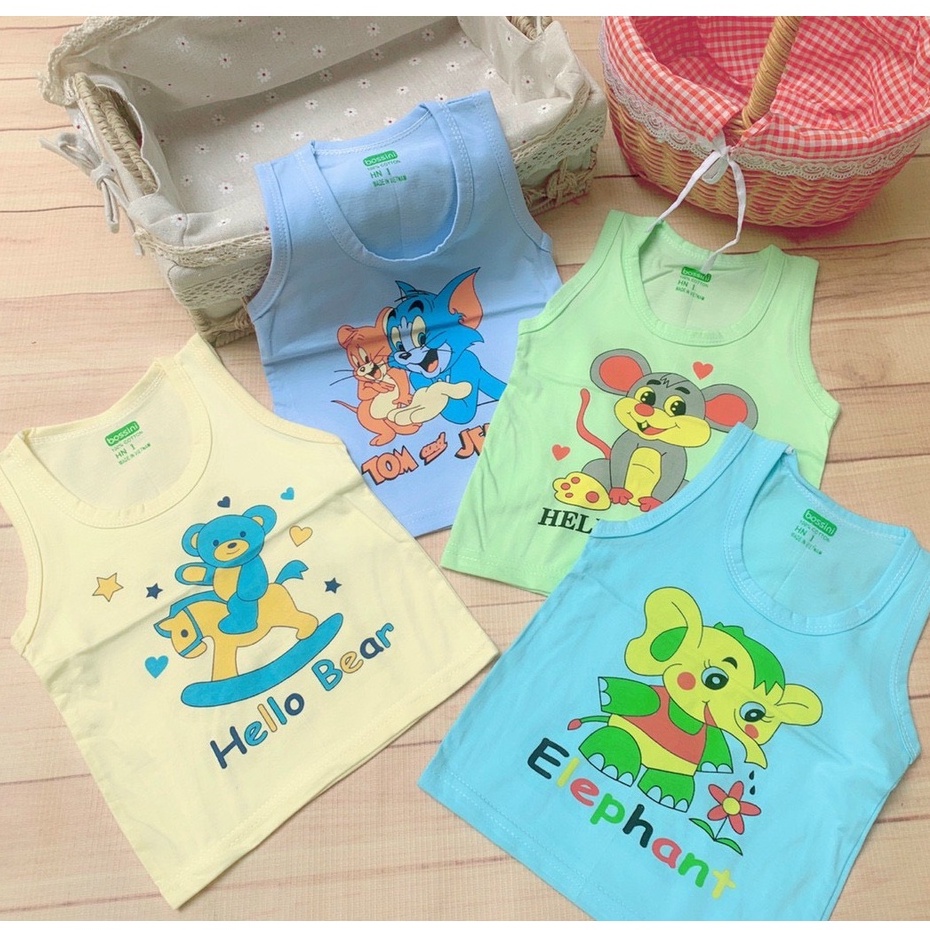 Set 5 Áo Thun Ba Lỗ Vải Cotton Cho Bé Mặc Mát Vào Mùa Hè