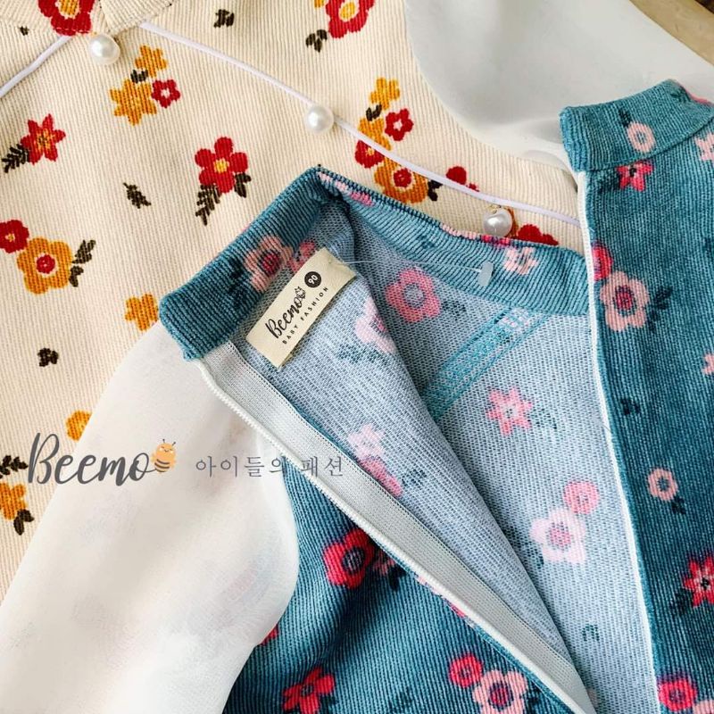 Sét váy hoạ tiết hoa nhí cho bé gái, set váy cho bé diện tết hàng đẹp