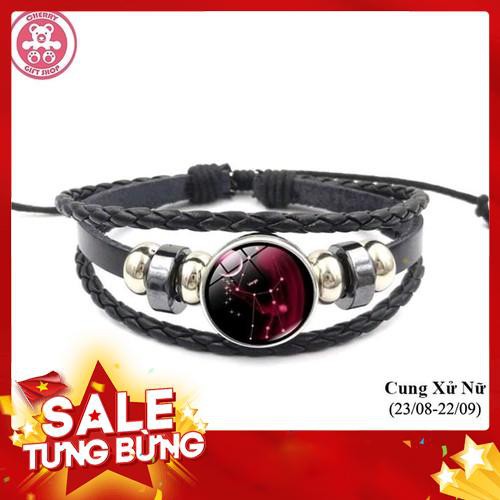 Vòng Đeo Tay Bằng Da Có Biểu Tượng 12 Cung Hoàng Đạo Xử Nữ - Qùa lưu niệm