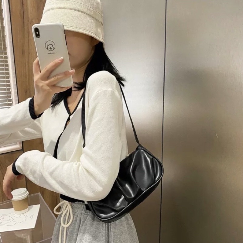 Túi Đeo Vai Kẹp Nách Nữ Chất Da Mềm Phối Dây Xích To Phong Cách Hotgirl Hàn Quốc Hottrend 2022