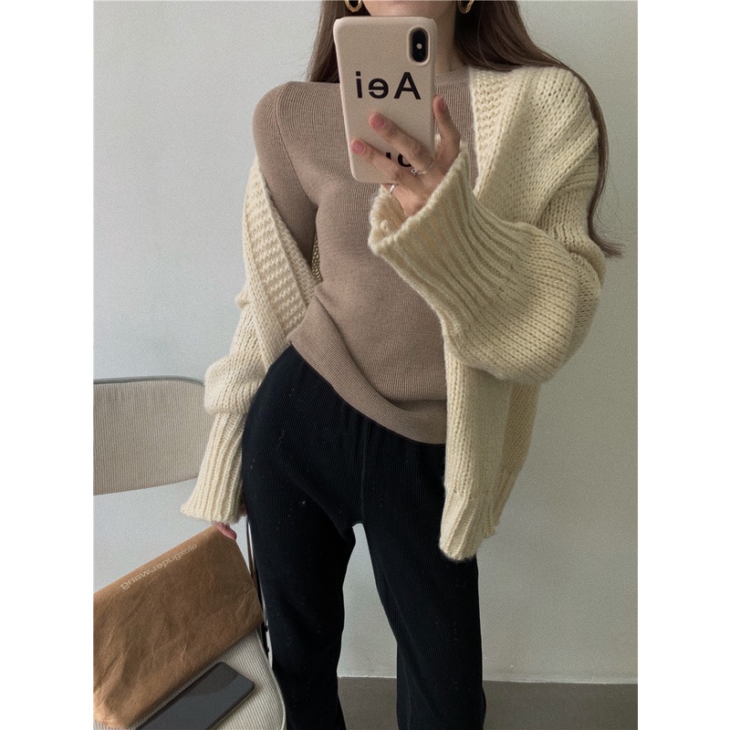 [Bảo trên tikok]Áo Dệt Kim Mỏng Co Giãn Phong Cách Hàn Quốc