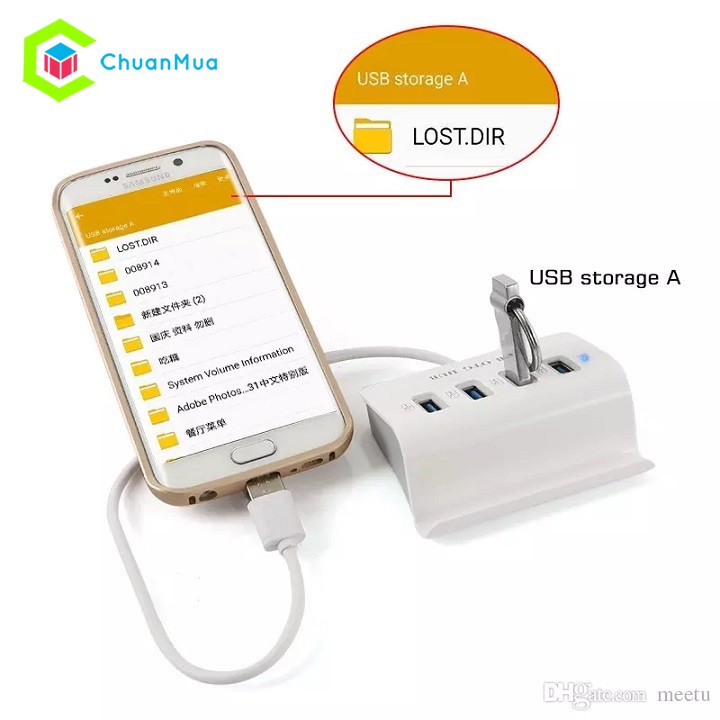 HUB Chia 4 cổng USB OTG Micro 3.0 480Mbps | USB Adapter Hub USB 2.0 Micro OTG Connectors PC Durable