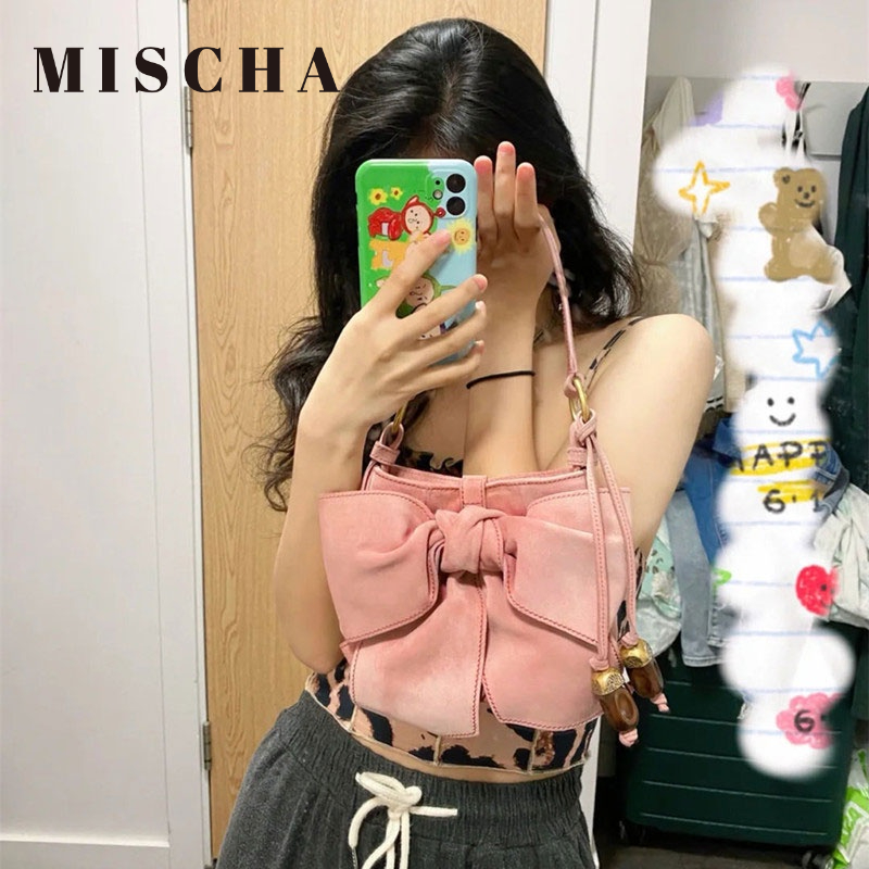 Mischa Túi Đeo Vai Da Lộn Đính Nơ Thời Trang Cho Nữ