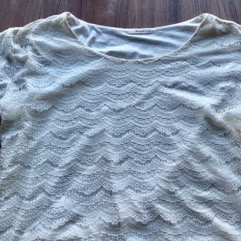 Set váy vải ghép và áo thun trắng hai lớp vintage 2hand