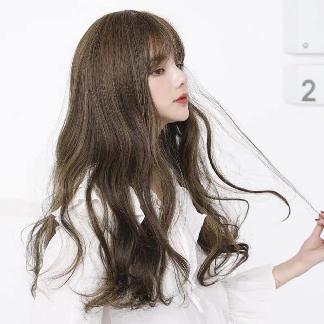 Tóc giả nguyên đầu xoăn dợn sóng tự nhiên FREESHIP Tóc giả nữ nguyên đầu cao cấp 1574