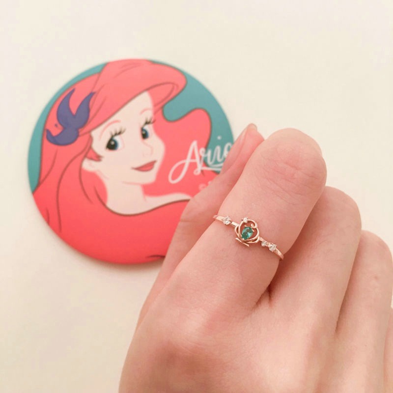 Nhẫn Mạ Bạc 925 Hình Vương Miện Công Chúa Disney Có Thể Điều Chỉnh Kích Cỡ