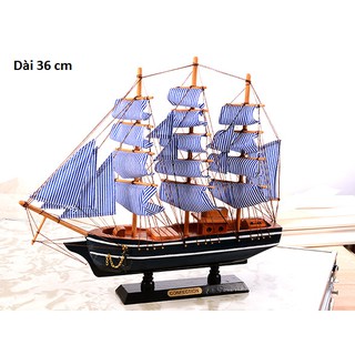 Thuyền bằng gỗ trang trí kích thước 36cm