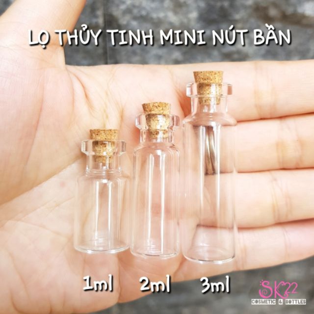 Set 6 LỌ THỦY TINH MINI NÚT BẦN 1ml/2ml/3ml