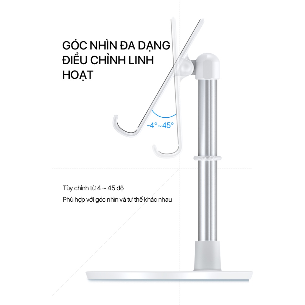 Giá Đỡ Điện Thoại Máy Tính Bảng ROBOT RT-US05 Điều Chỉnh Linh Hoạt 45 Độ Kiểu Dáng Nhỏ Gọn Hàng Chính Hãng