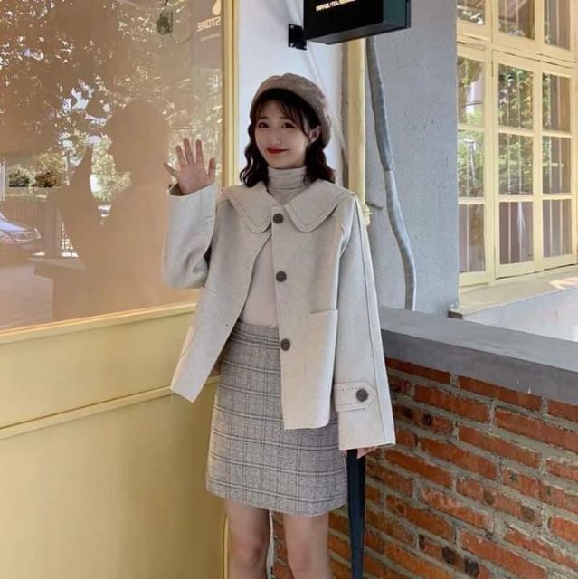 Áo dạ túi hộp dáng hàn quốc đáng yêu