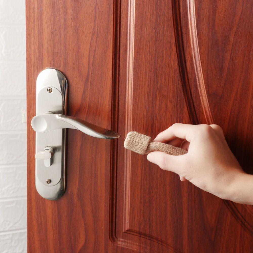 Bộ 4 Vỏ Bọc Núm Vặn Cửa Phòng Khách Dệt Kim Ấm Áp An Toàn Cho Bé