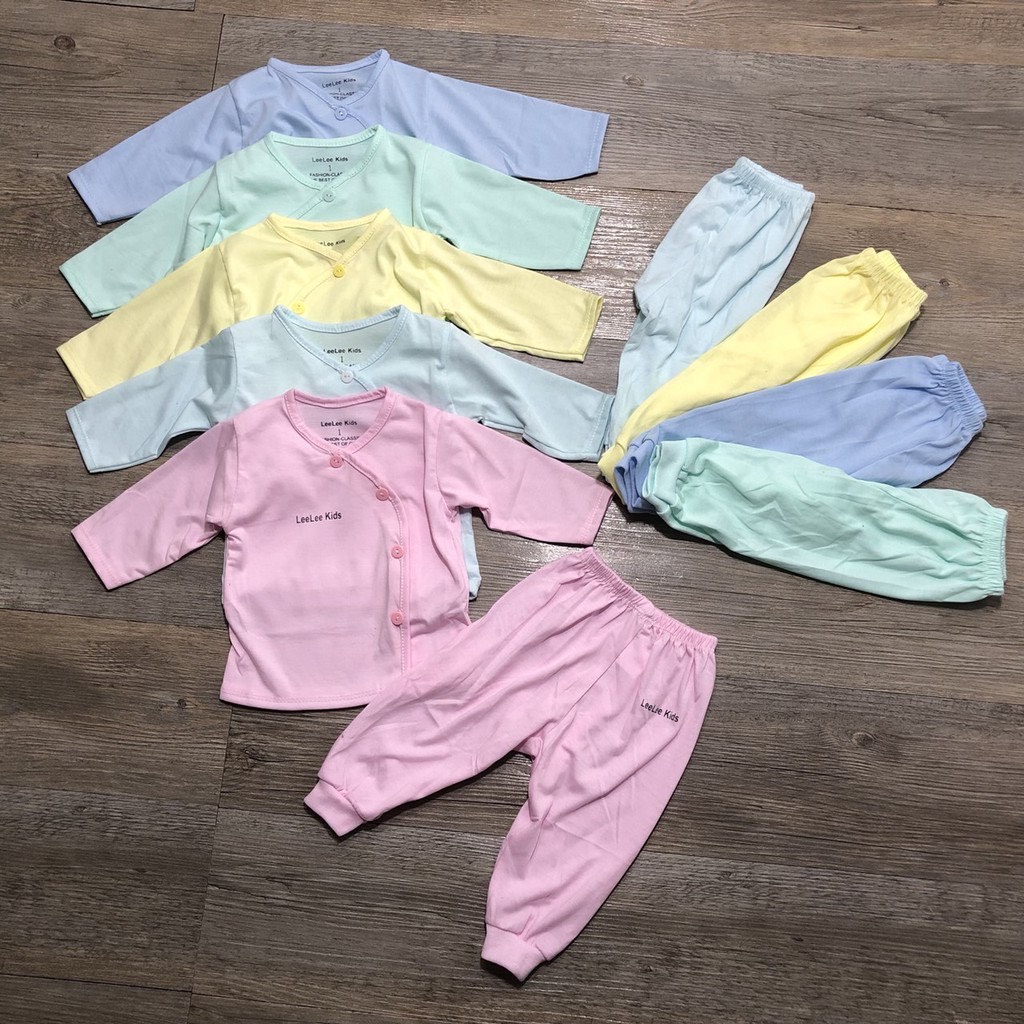 Bộ quần áo dài tay Leekids cho bé sơ sinh chất 100% cotton mềm mịn size từ 3 đến 9kg BD01 - BamBee Mart