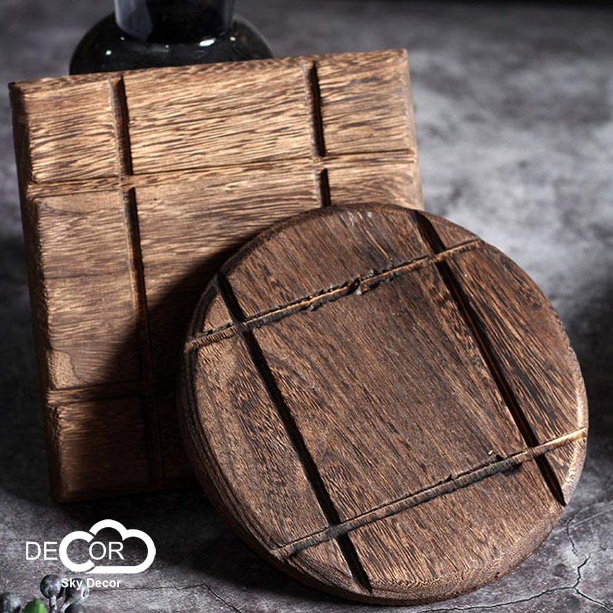 Thớt gỗ sọc FREESHIP Khay trang trí đồ vật nhà bếp, lót đế các sản phẩm gốm sứ cao cấp, đạo cụ chụp ảnh Sky Decor