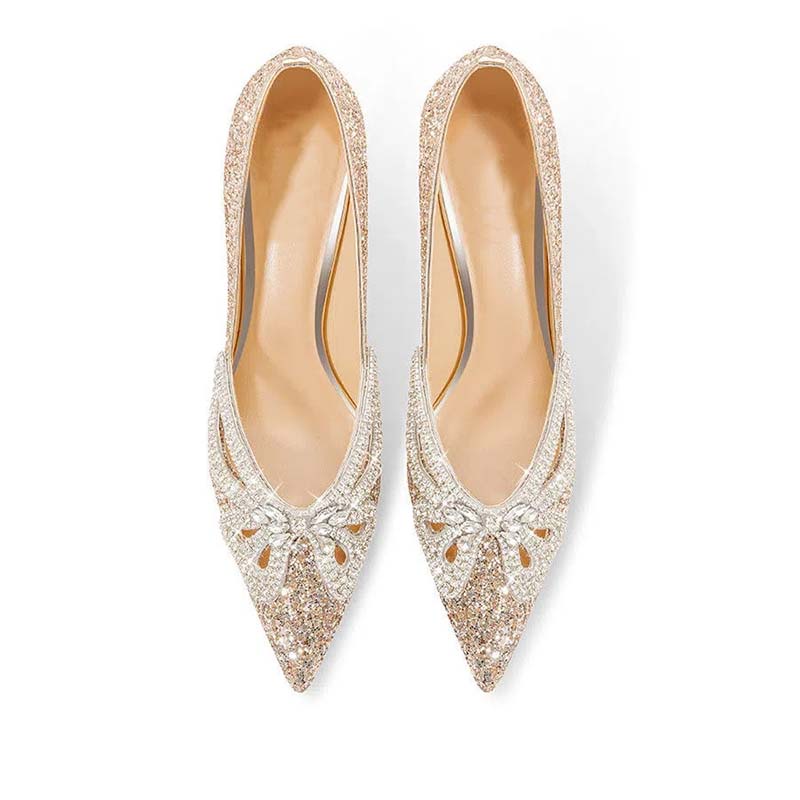 Giày Cao Gót Cô Dâu Đính Đá Pha Lê Sang Trọng