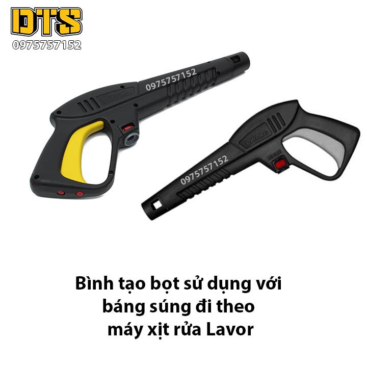 Bình tạo bọt tuyết cao cấp máy rửa xe Lavor, lõi phun bằng đồng 100%, nhiều bọt, mịn, đẹp