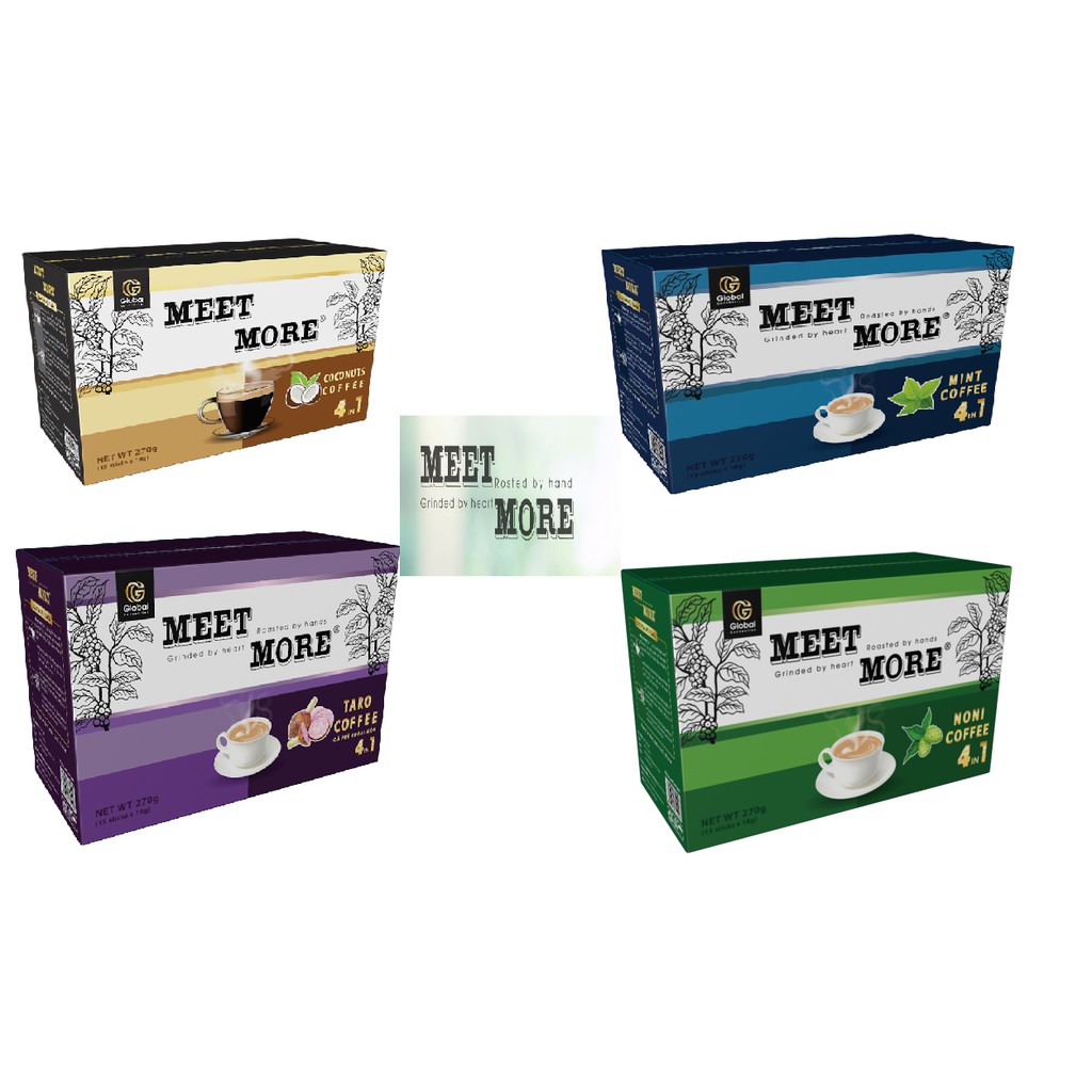 Cà phê Hòa Tan Hương vị Trái Cây- Cafe Meet More hương vị Quả Nhàu hộp lớn 4in1 15 gói x 18gr mới lạ