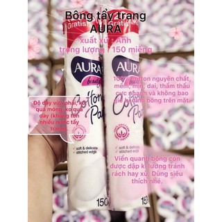 Bông tẩy trang aura 100% cotton 150 miếng