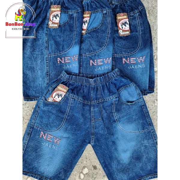 quần short jean lưng chun cho bé trai fom rộng