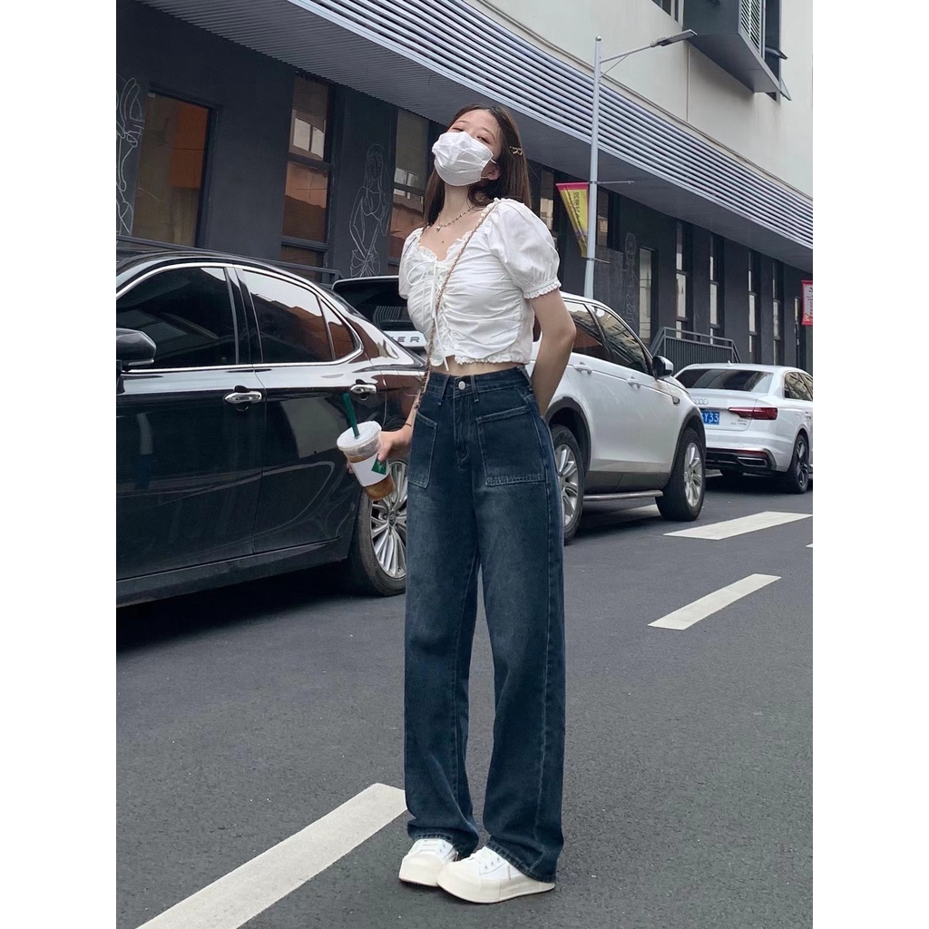 Quần Jean Ống Rộng Phong Cách Năng Động Trẻ Trung Dành Cho Nữ