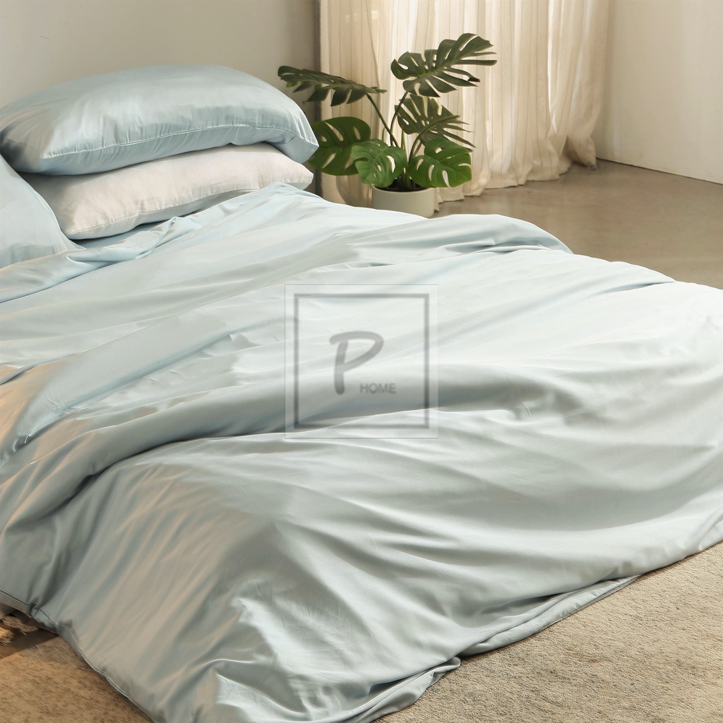 Bộ Drap Giường Vỏ Chăn Ga SỢI TRE Cao Cấp Xanh nhạt Light Blue (vỏ chăn bán riêng)