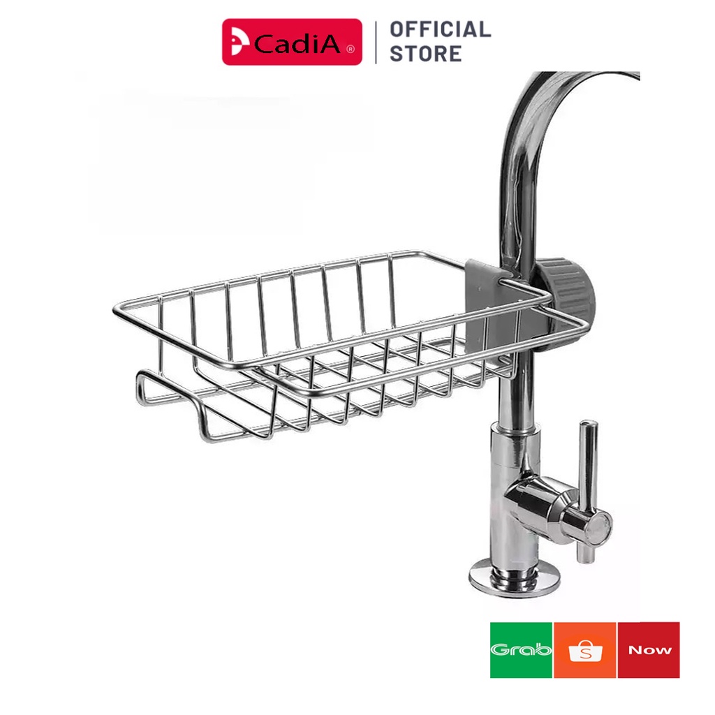 Kệ inox gắn vòi nước đa năng, giá để giẻ rửa bát dụng cụ nhà bếp, kệ gắn vòi sen để đồ rửa bát inox 304 bền bỉ