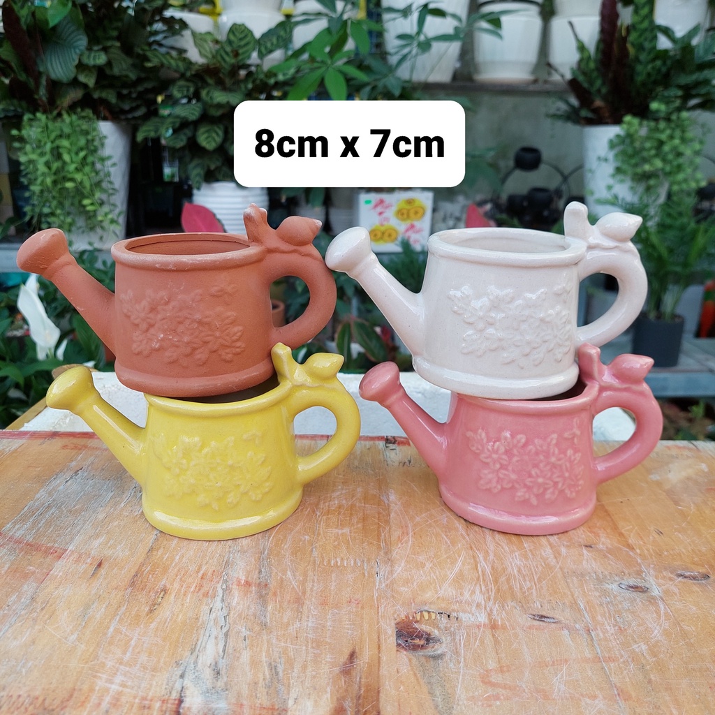 Chậu đất nung, Chậu sen đá - Bình tưới cây, miệng chậu 8cm, chiều cao 7cm