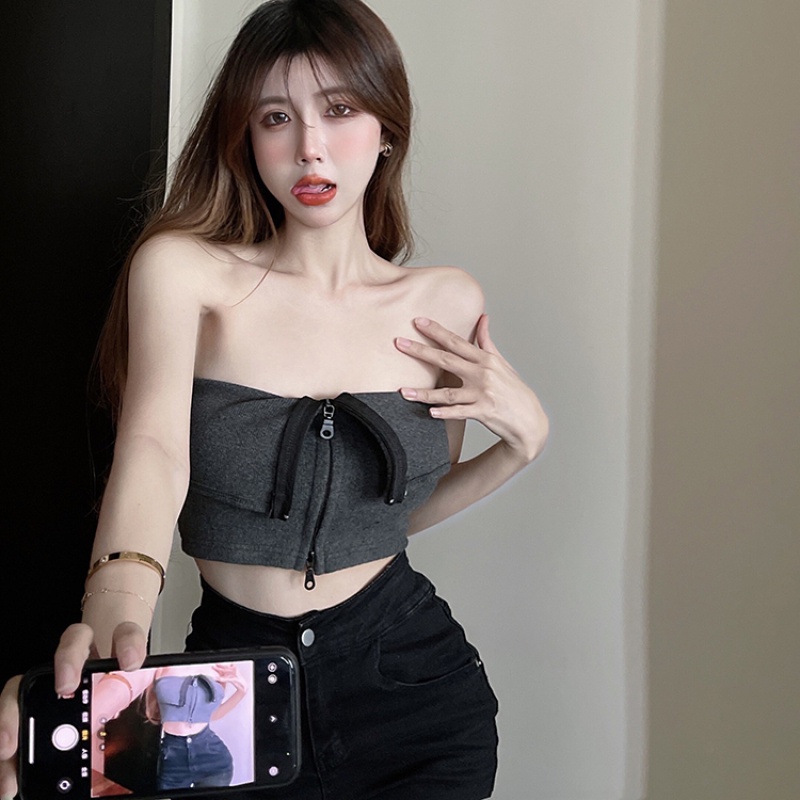 Áo Ống Không Tay Có Khóa Kéo Thiết Kế Thời Trang